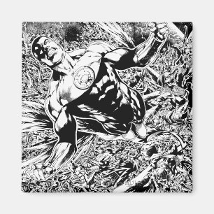 Green Lantern and the Moon - Black and White Magnet