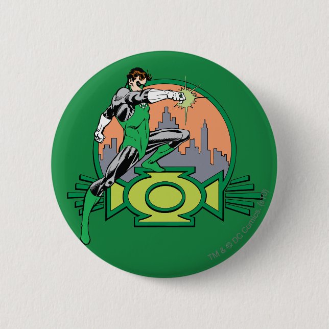 Green Lantern City Background and Logo 6 Cm Round Badge (Front)