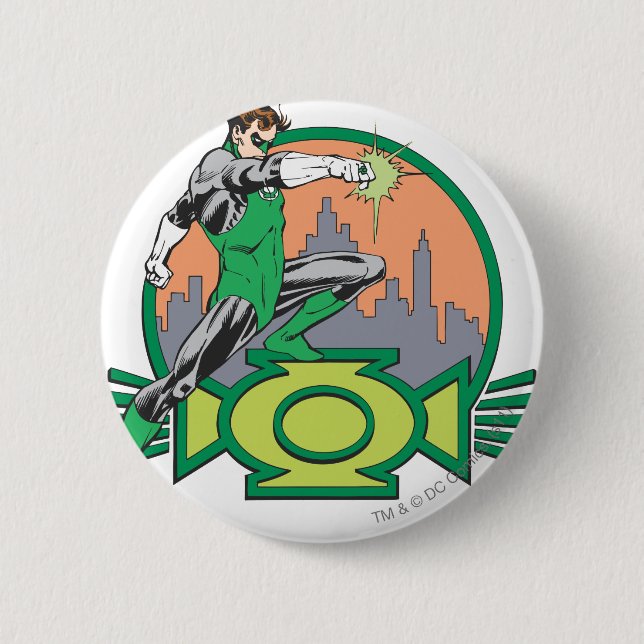 Green Lantern & Cityscape 6 Cm Round Badge (Front)