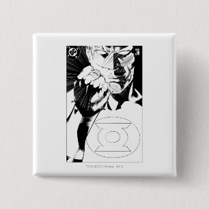 Green Lantern close up cover, Black and White 15 Cm Square Badge