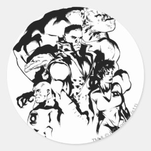 Green Lantern Corps, Black and White Classic Round Sticker