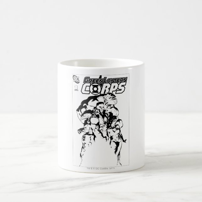 Green Lantern Corps, Black and White Coffee Mug (Center)