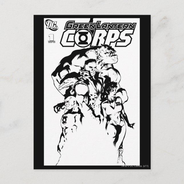 Green Lantern Corps, Black and White Postcard (Front)