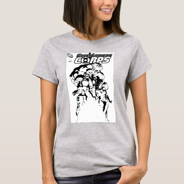 Green Lantern Corps, Black and White T-Shirt (Front)