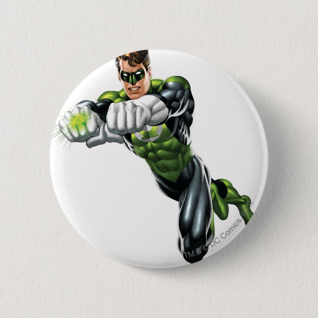 Green Lantern - Fully Rendered,  Both arms forward 6 Cm Round Badge (Front)
