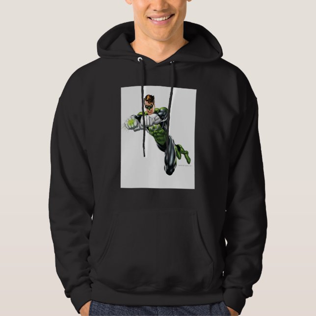 Green Lantern - Fully Rendered,  Both arms forward Hoodie (Front)
