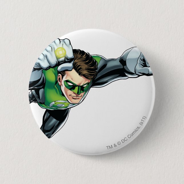 Green Lantern - Fully Rendered,  Flying Right 6 Cm Round Badge (Front)