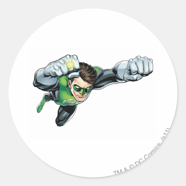 Green Lantern - Fully Rendered,  Flying Right Classic Round Sticker (Front)