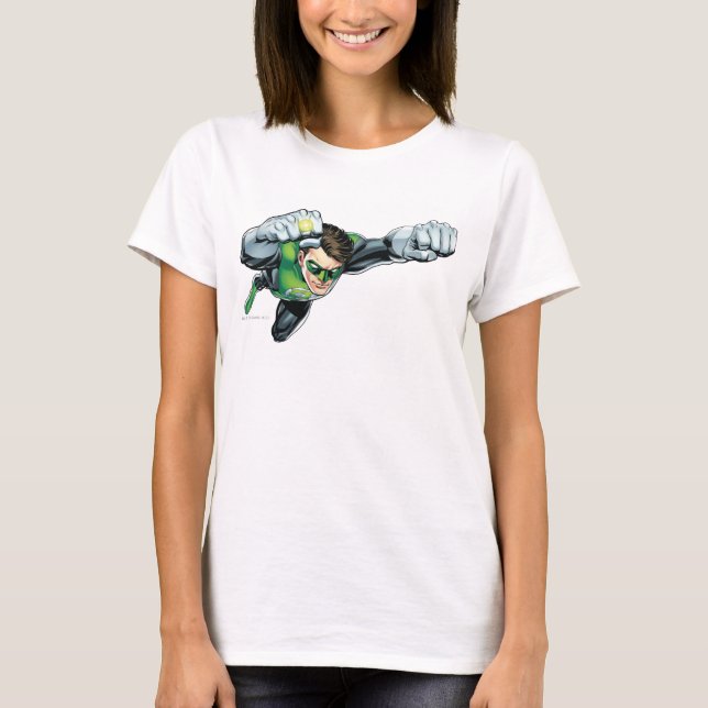Green Lantern - Fully Rendered,  Flying Right T-Shirt (Front)
