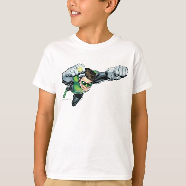 Green Lantern - Fully Rendered,  Flying Right T-Shirt (Front)