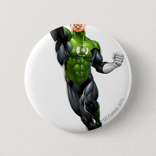 Green Lantern - Fully Rendered,  Flying Up 6 Cm Round Badge (Front)