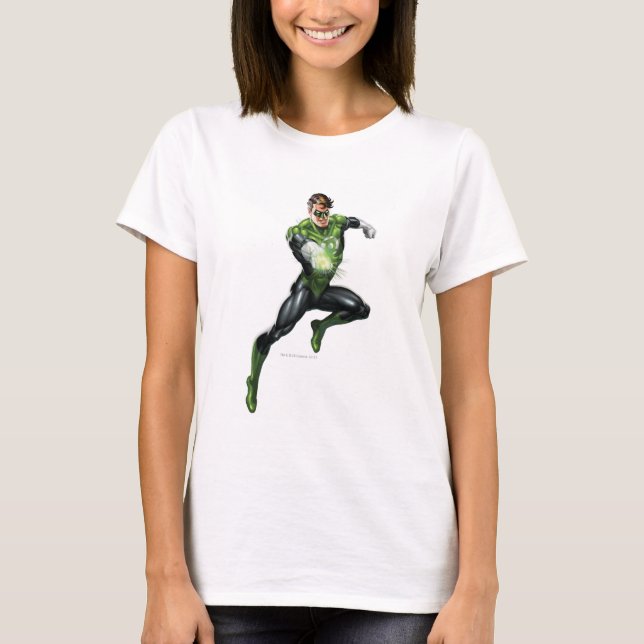 Green Lantern - Fully Rendered,  Jumping T-Shirt (Front)