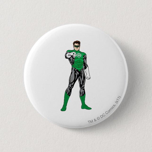 Green Lantern - Fully Rendered,  Standing 6 Cm Round Badge (Front)