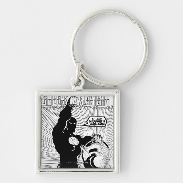 Green Lantern - Glowing Lantern, Black and White Key Ring (Front)