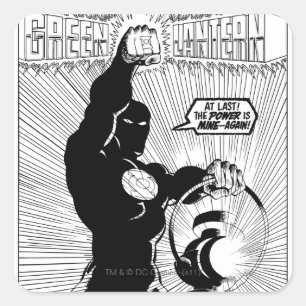 Green Lantern - Glowing Lantern, Black and White Square Sticker