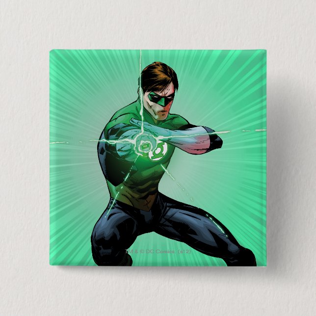 Green Lantern & Glowing Ring 15 Cm Square Badge (Front)