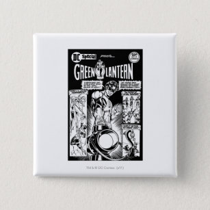 Green Lantern  - Green Shaded Comic, Black 15 Cm Square Badge