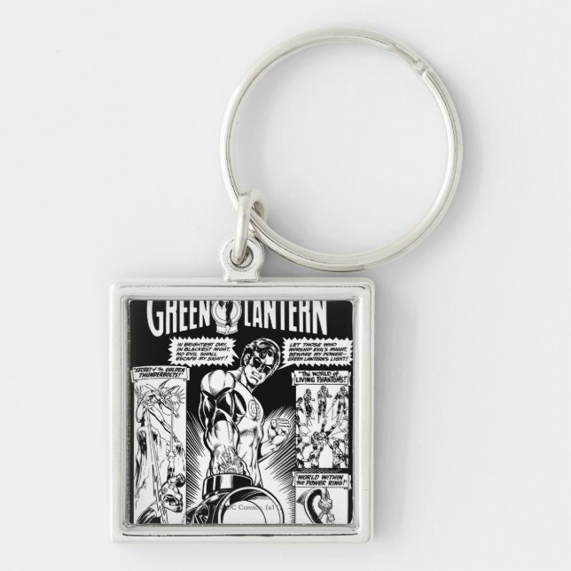 Green Lantern  - Green Shaded Comic, Black Key Ring (Front)