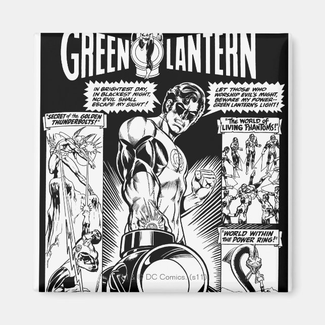 Green Lantern  - Green Shaded Comic, Black Magnet (Front)