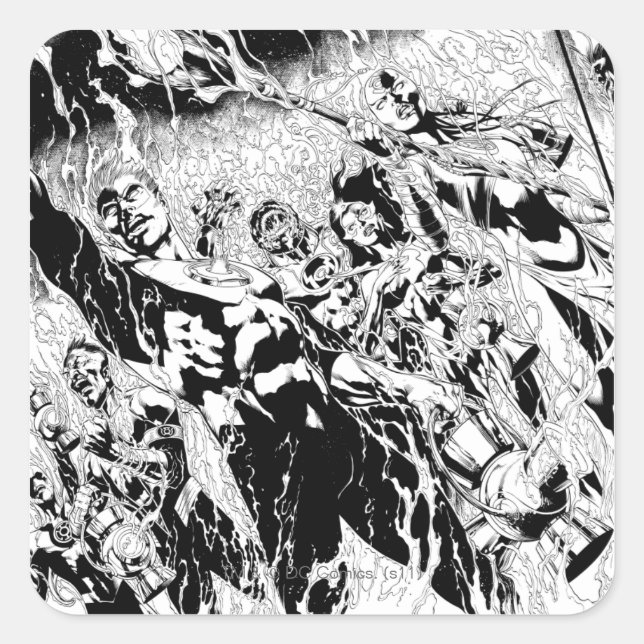 Green Lantern Group Square Sticker (Front)