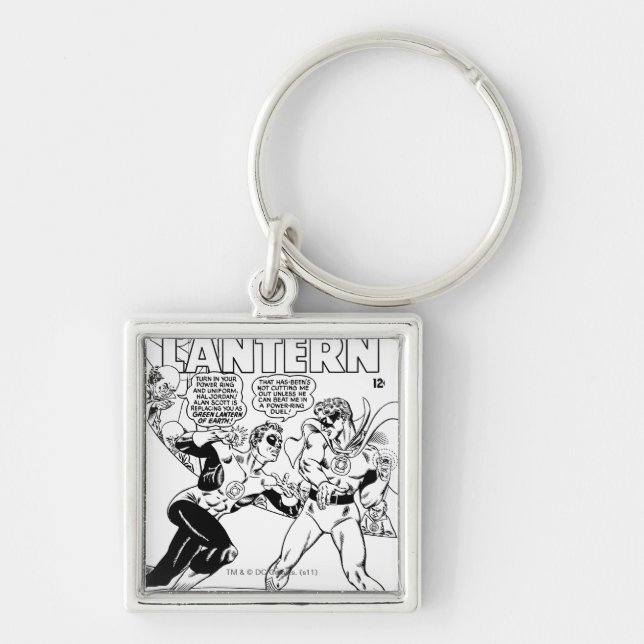 Green Lantern in the ring, Black and White Key Ring (Front)