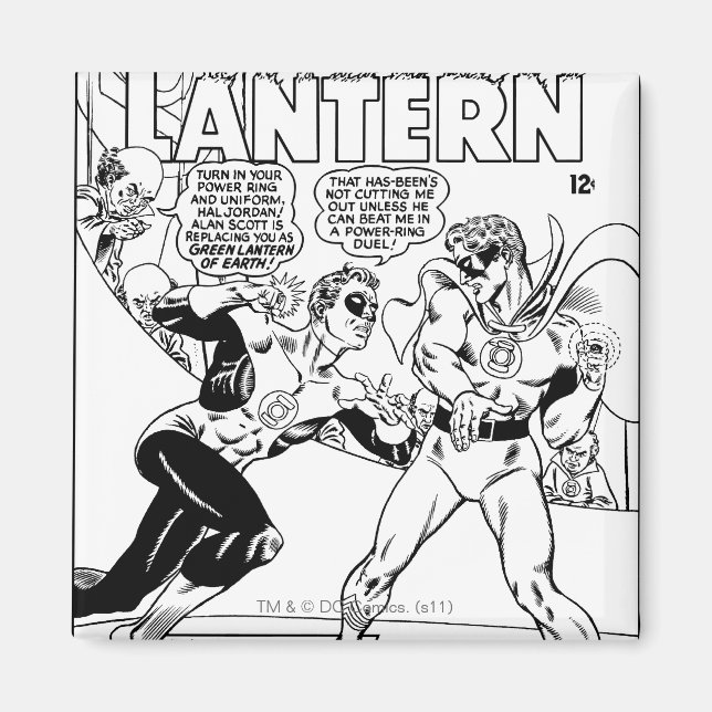 Green Lantern in the ring, Black and White Magnet (Front)