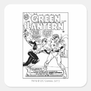 Green Lantern in the ring, Black and White Square Sticker
