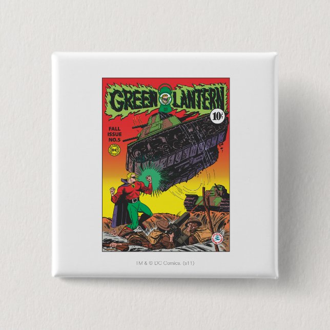 Green Lantern in the trenches 15 Cm Square Badge (Front)