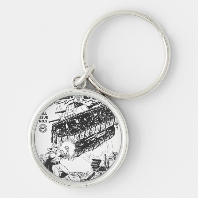 Green Lantern in the trenches, Black and White Key Ring (Front)