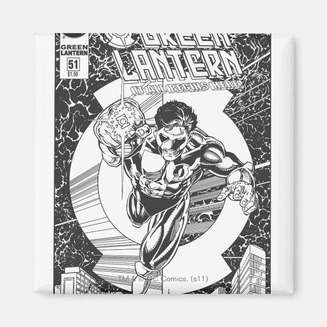 Green Lantern - It all begins here, Black and Whit Magnet (Front)