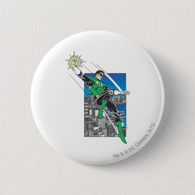 Green Lantern Lands in City 6 Cm Round Badge (Front)