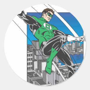 Green Lantern Lands in City Classic Round Sticker