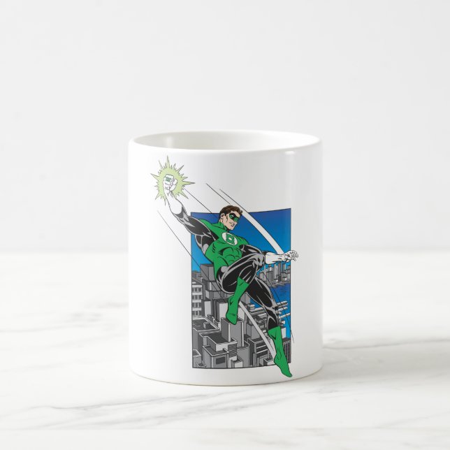 Green Lantern Lands in City Coffee Mug (Center)