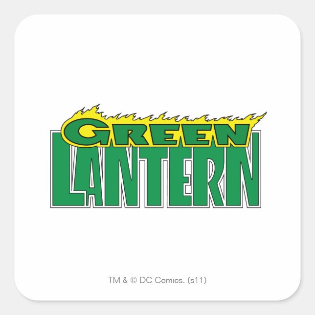 Green Lantern Logo - Yellow Flames Square Sticker (Front)