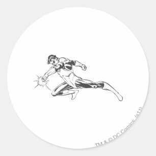 Green Lantern Lunges Down Classic Round Sticker