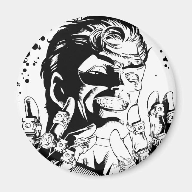 Green Lantern  - Many Rings, Black and White Magnet (Front)