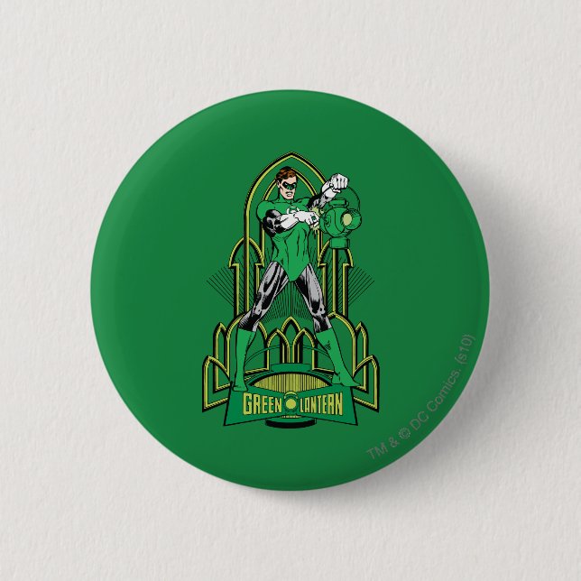 Green Lantern on decorative background 6 Cm Round Badge (Front)