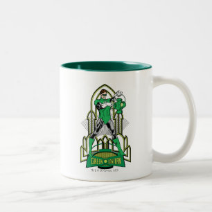 Green Lantern on decorative background Two-Tone Coffee Mug