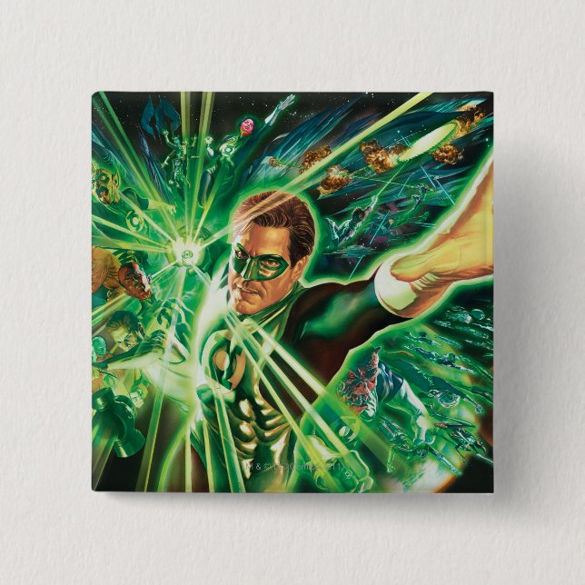 Green Lantern Painting 15 Cm Square Badge (Front)