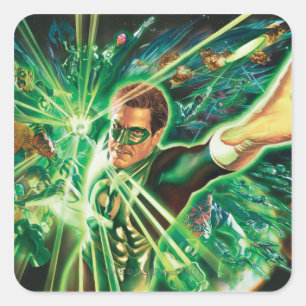 Green Lantern Painting Square Sticker