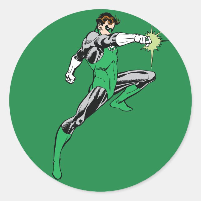 Green Lantern Pointing Ring Classic Round Sticker (Front)