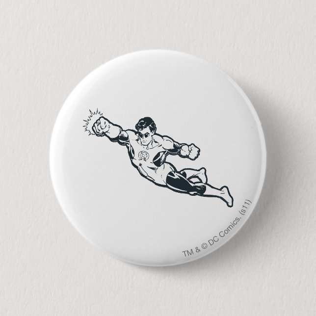 Green Lantern Punches BW 6 Cm Round Badge (Front)