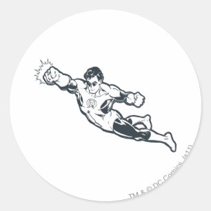 Green Lantern Punches BW Classic Round Sticker