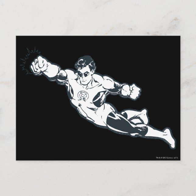 Green Lantern Punches BW Postcard (Front)