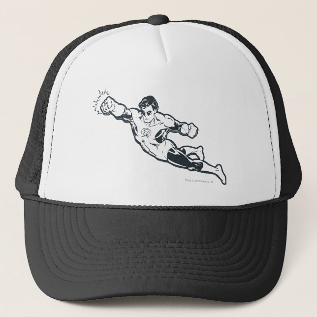 Green Lantern Punches BW Trucker Hat (Front)