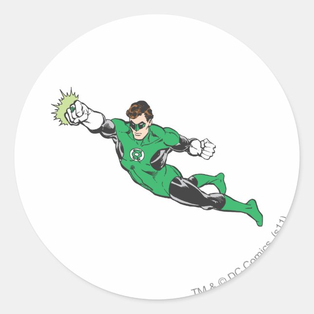Green Lantern Punches Classic Round Sticker (Front)