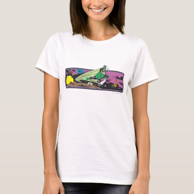 Green Lantern Races Thru Space T-Shirt (Front)