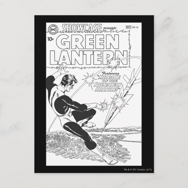 Green Lantern - Runaway Missile, Black and White Postcard (Front)