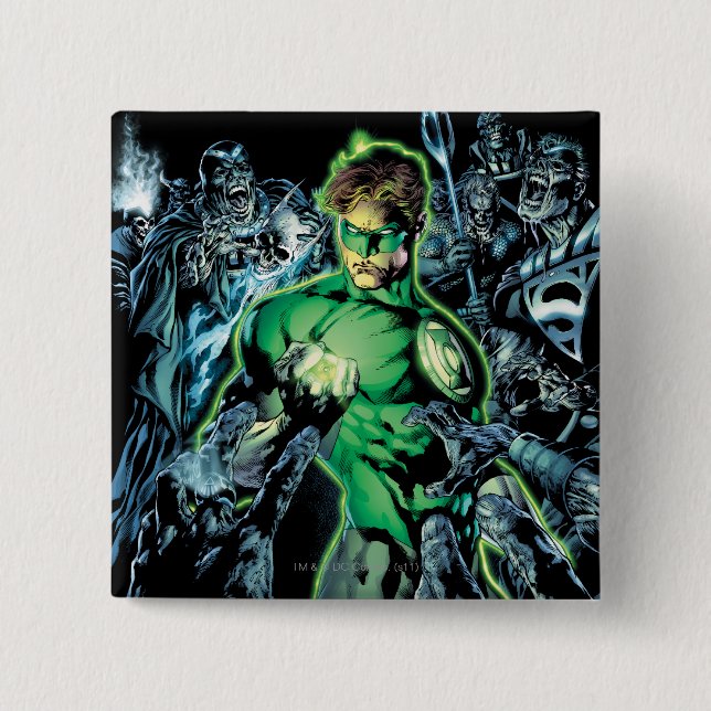 Green Lantern Surrounded - Colour 15 Cm Square Badge (Front)