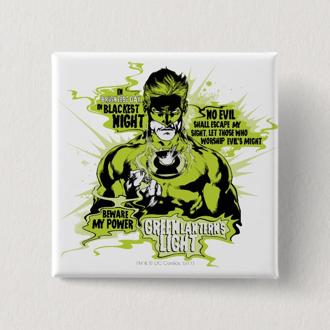 Green Lantern Text Collage - Colour 15 Cm Square Badge (Front)